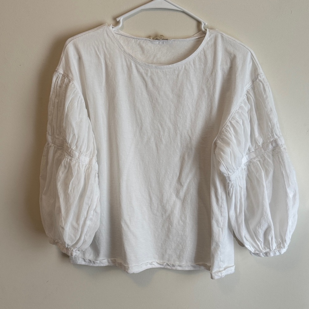 Madewell top with sheer sleeves